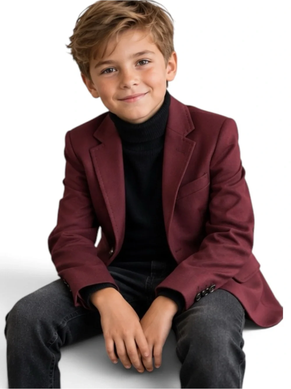 Murano Boys' Burgundy Blazer with Notch Lapel